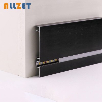 Allzet Decorative Flooring Aluminum Baseboard Easy Install Led Bar Strip Light Skirting Board Profile